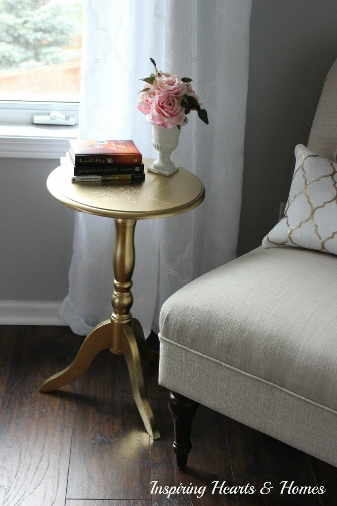 table, gold, spray paint